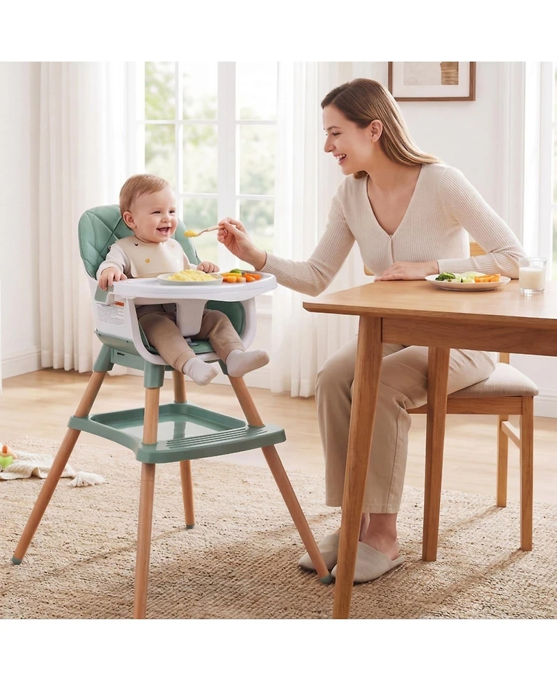 Sugift 9-in-1 Convertible Baby High Chair with Adjustable Double Tray