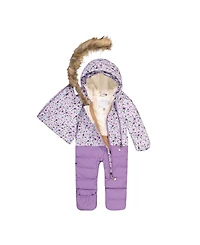 Deux par Baby Girl Snug One Piece Snowsuit Adapted for Car Seats Printed Mini Flowers
