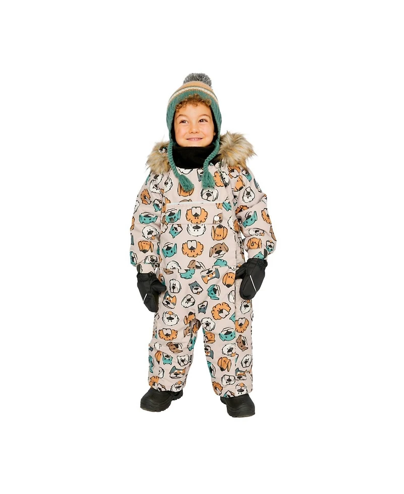 Deux par Baby Boys One Piece Snowsuit Adapted for Car Seats Dog Print