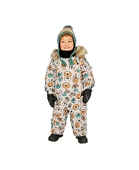 Deux par Baby Boys One Piece Snowsuit Adapted for Car Seats Dog Print