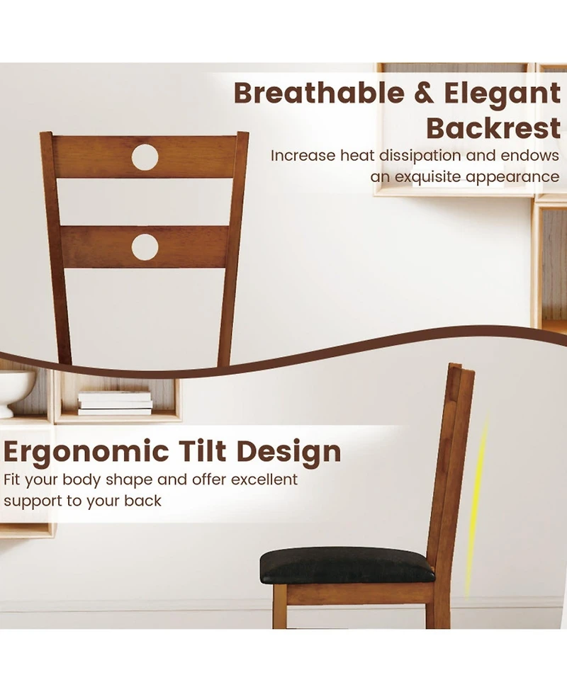 Sugift Armless Wooden Dining Chairs Set of 4 with Hollowed Backrest