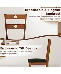 Sugift Armless Wooden Dining Chairs Set of 4 with Hollowed Backrest