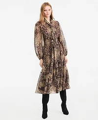 Kobi Halperin Women's Ariana Long-Sleeve Tiered Midi Chiffon Dress