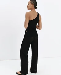 Mango Women's Pull-On Straight-Leg Lace-Accented Knit Pants