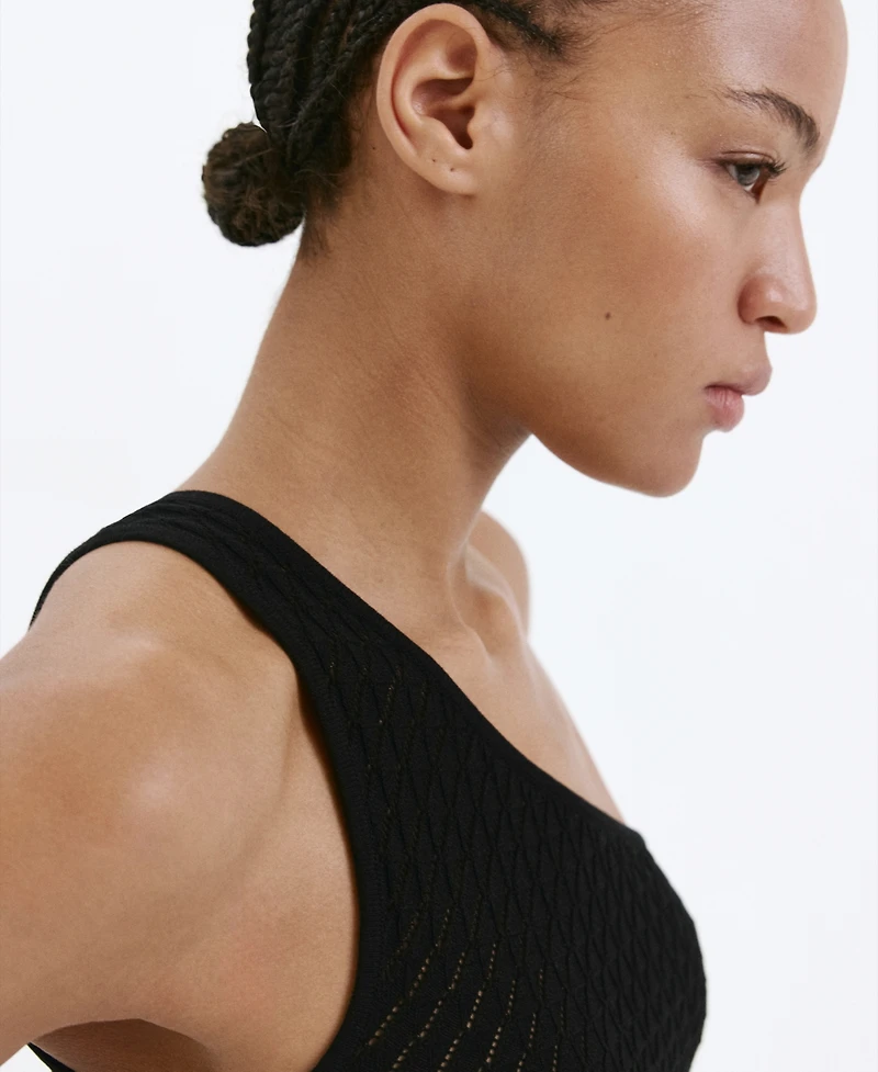 Mango Women's Asymmetrical Open-Knit Top