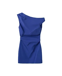 Mango Women's Mini Asymmetrical-Neckline Knot-Detail Dress