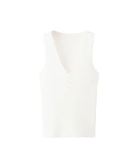 Mango Women's Buttoned Ribbed Top