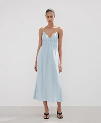 Mango Women's Striped Midi Gathered Dress