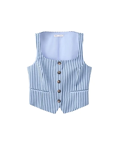 Mango Women's Striped Buttoned Vest