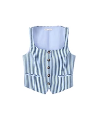 Mango Women's Striped Buttoned Vest