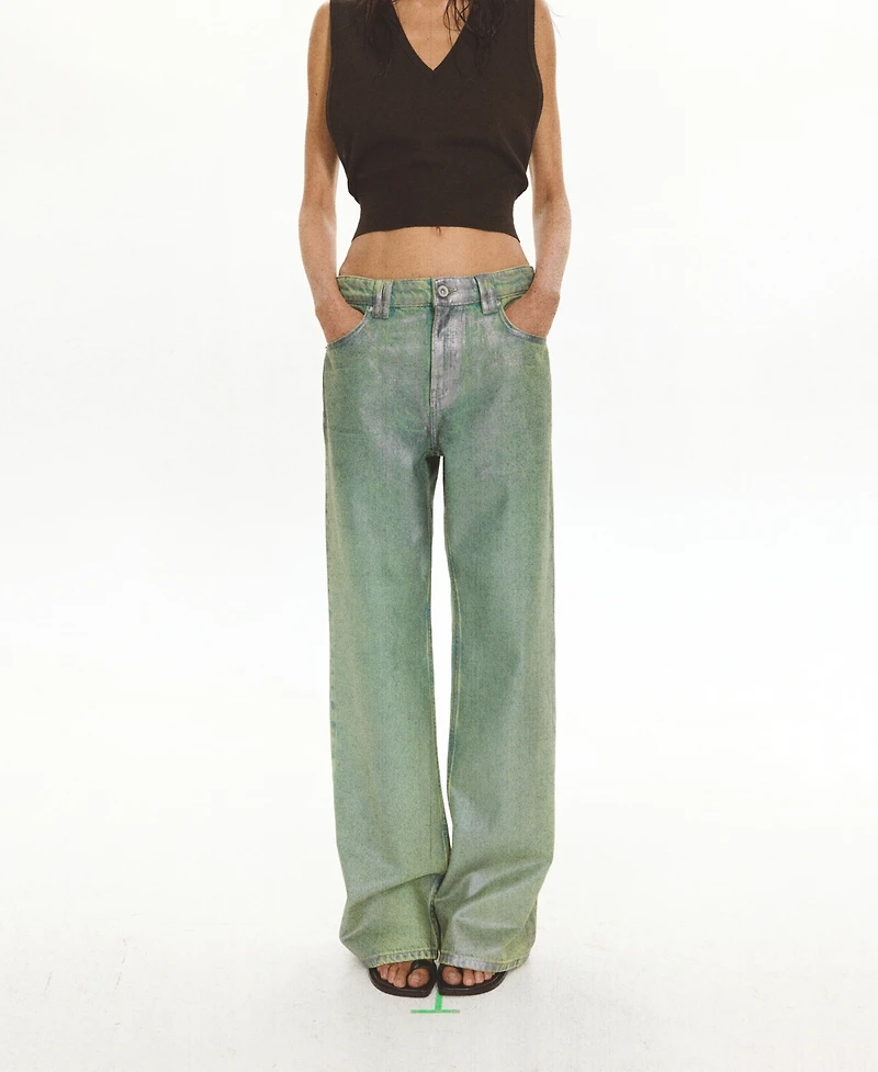 Mango Women's Low-Rise Straight Foil Jeans
