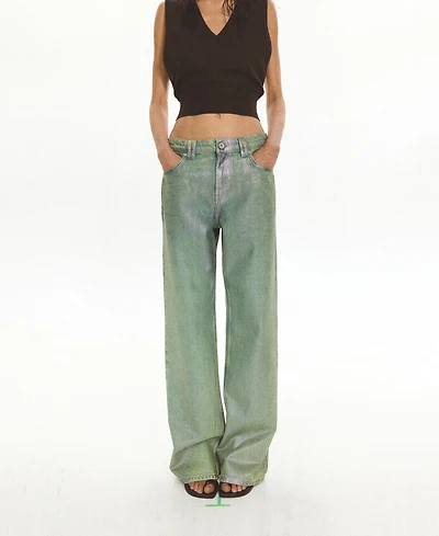 Mango Women's Low-Rise Straight Foil Jeans