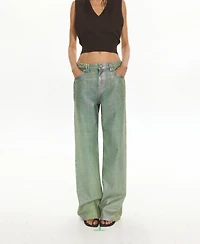 Mango Women's Low-Rise Straight Foil Jeans