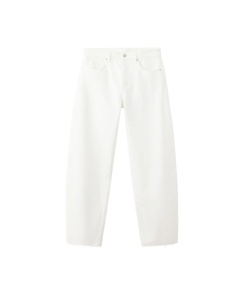 Mango Women's Mid-Rise Balloon Raw-Hem Jeans