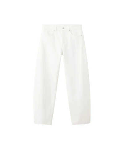 Mango Women's Mid-Rise Balloon Raw-Hem Jeans