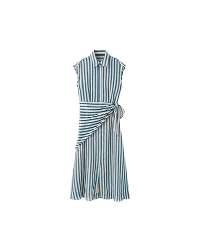 Mango Women's Striped Scarf Midi Shirt Dress