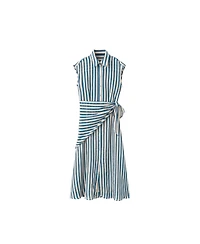 Mango Women's Striped Scarf Midi Shirt Dress