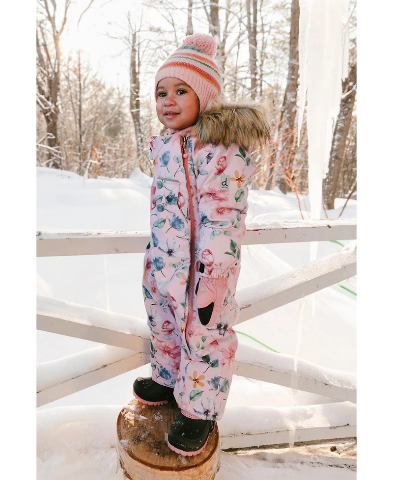 Deux par Baby Girls One Piece Snowsuit Adapted for Car Seats Floral Print
