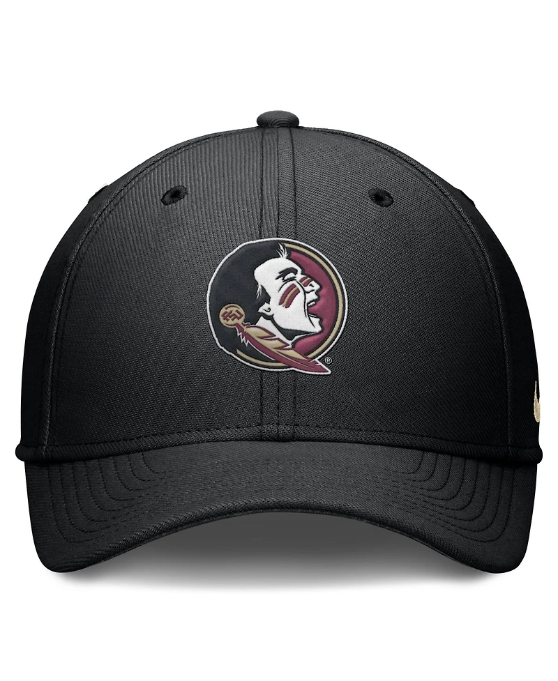 Nike Men's Black Florida State Seminoles Rise Swoosh Dri-fit Flex Hat