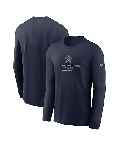 Nike Men's Navy Dallas Cowboys Sideline Bold Arch Star Dri-fit Long Sleeve T-Shirt