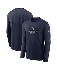 Nike Men's Navy Dallas Cowboys Sideline Bold Arch Star Dri-fit Long Sleeve T-Shirt