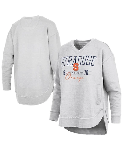 Pressbox Women's Heather Gray Syracuse Orange Marcus East Hall Poncho V-Neck Sweatshirt