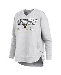 Pressbox Women's Heather Gray Vanderbilt Commodores Marcus East Hall Poncho V-Neck Sweatshirt