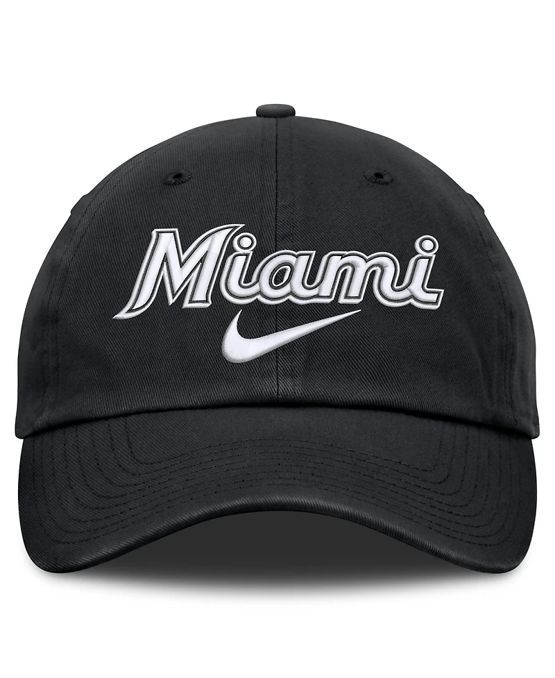 Nike Men's Black Miami Marlins Primetime Club Adjustable Hat