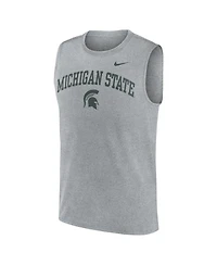 Nike Men's Heather Gray Michigan State Spartans Primetime Legend Arch Dri-fit Muscle Tank Top