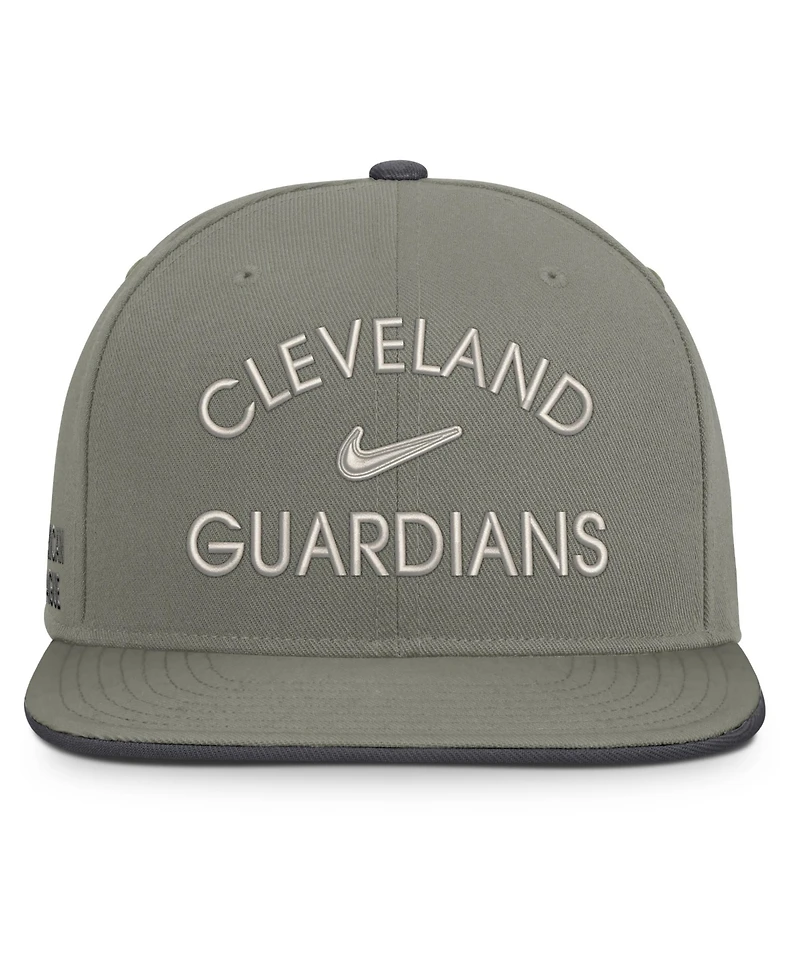 Nike Men's Olive Cleveland Guardians Pro Dri-fit Snapback Hat