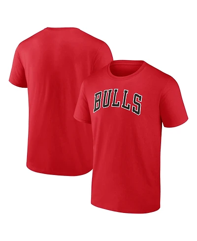 Logo Athletic Men's Red Chicago Bulls Wordmark T-Shirt