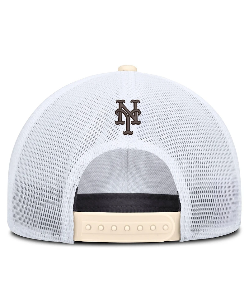 Nike Men's Natural/White New York Mets Rise Dri-fit Trucker Adjustable Hat