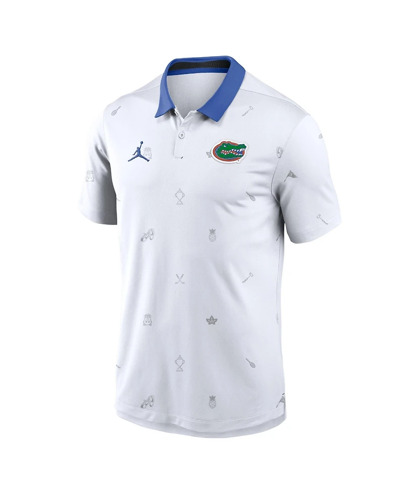 Jordan Men's White Florida Gators Vapor Pattern Dri-fit Polo Shirt