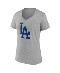 Logo Athletic Women's Gray Los Angeles Dodgers V-Neck T-Shirt