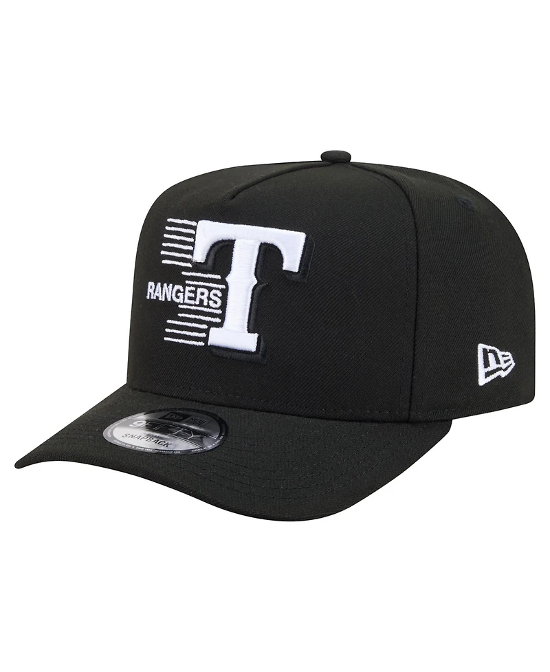New Era Men's Black Texas Rangers Motion A-Frame 9FIFTY Snapback Hat