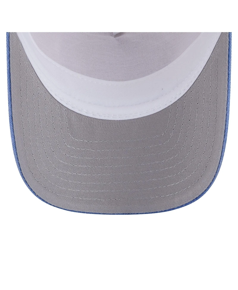 New Era Men's Light Beige/Royal New York Mets Frayed M-Crown A-Frame 9FORTY Trucker Adjustable Hat