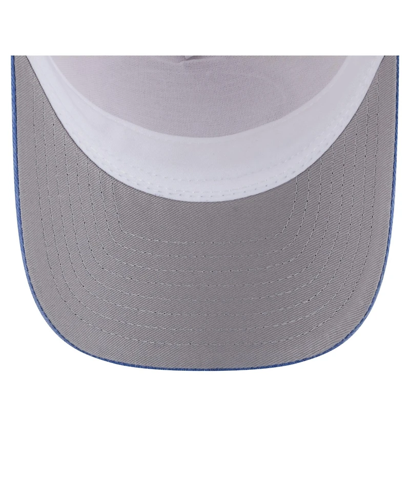 New Era Men's Light Beige/Royal Chicago Cubs Frayed M-Crown A-Frame 9FORTY Trucker Adjustable Hat