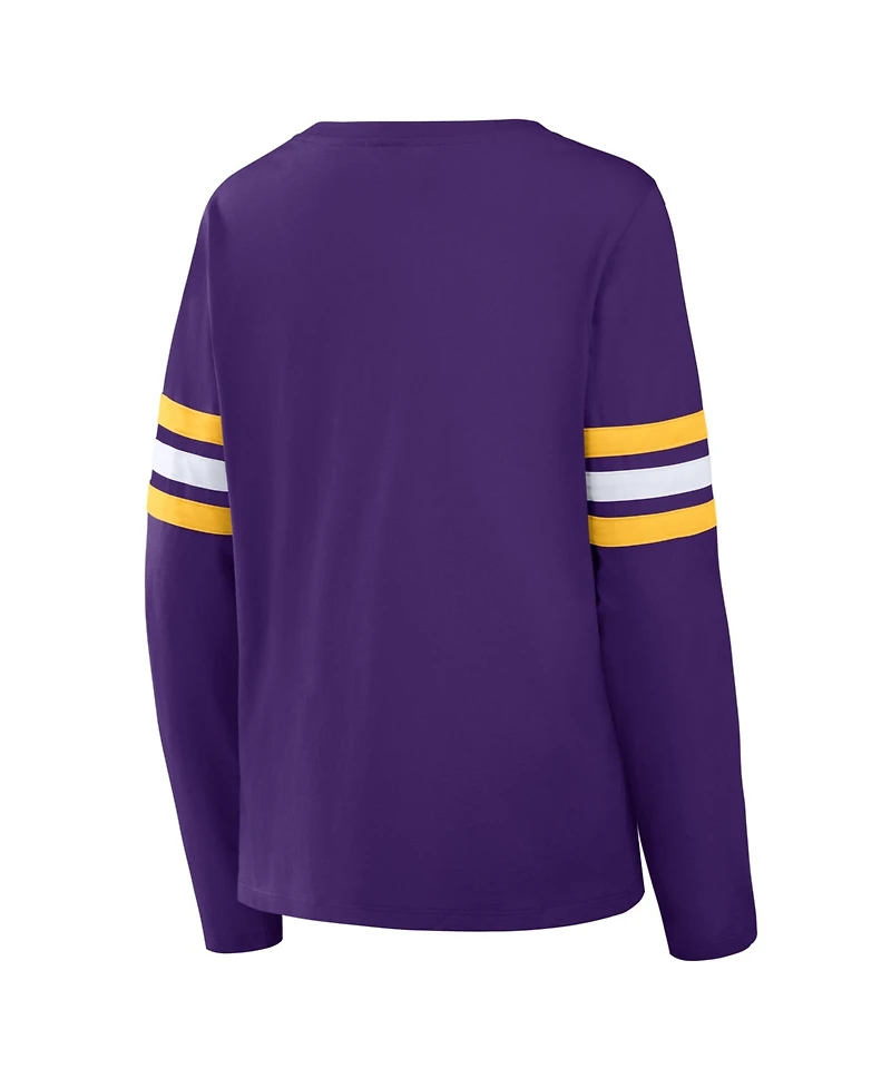 Fanatics Women's Purple Minnesota Vikings Team First Coverage Scheme Lace-Up Long Sleeve T-Shirt