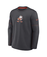 Nike Men's Charcoal Cleveland Browns Sideline Coaches Team Present Midweight Therma-fit Sweatshirt