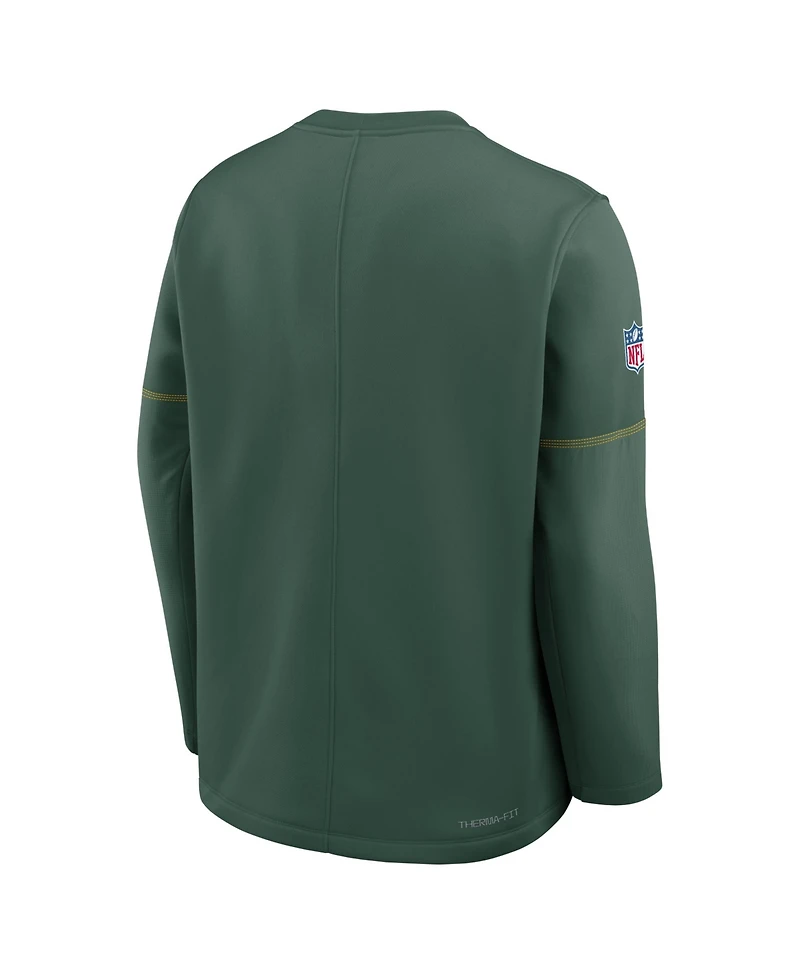Nike Men's Green Bay Packers Sideline Coaches Team Present Midweight Therma-fit Sweatshirt