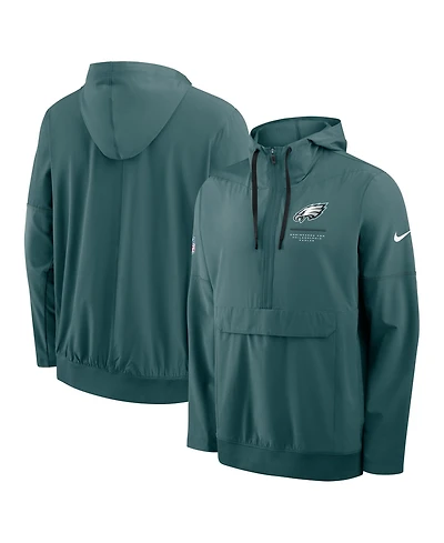Nike Men's Midnight Green Philadelphia Eagles Sideline Logo Glory Anorak Half-Zip Hoodie