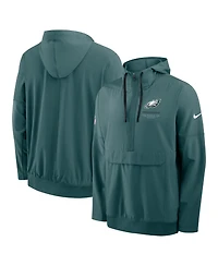Nike Men's Midnight Green Philadelphia Eagles Sideline Logo Glory Anorak Half-Zip Hoodie