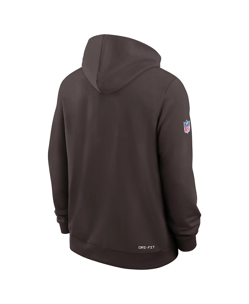 Nike Men's Brown Cleveland Browns Sideline Standard Issue Top Prospect Dri-fit Hoodie