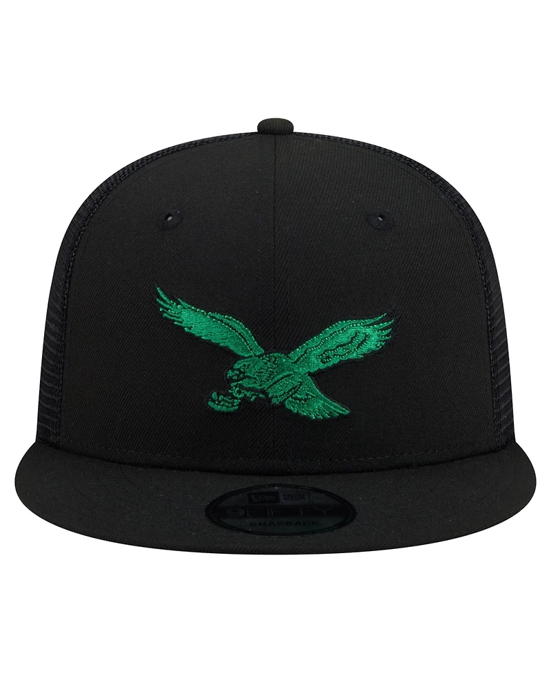 New Era Men's Black Philadelphia Eagles Core Team 9FIFTY Trucker Snapback Hat
