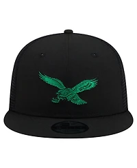New Era Men's Black Philadelphia Eagles Core Team 9FIFTY Trucker Snapback Hat