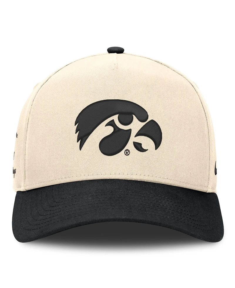 Nike Men's and Women's Natural/Black Iowa Hawkeyes Campus Prep Rise Adjustable Hat