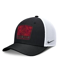 Nike Men's Black/White Boston Red Sox Camo Rise Trucker Dri-fit Adjustable Hat