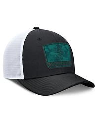 Nike Men's Black/White Seattle Mariners Camo Rise Trucker Dri-fit Adjustable Hat