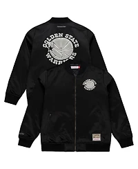 Mitchell & Ness Men's Black Golden State Warriors Chrome Satin Bomber Full-Zip Jacket