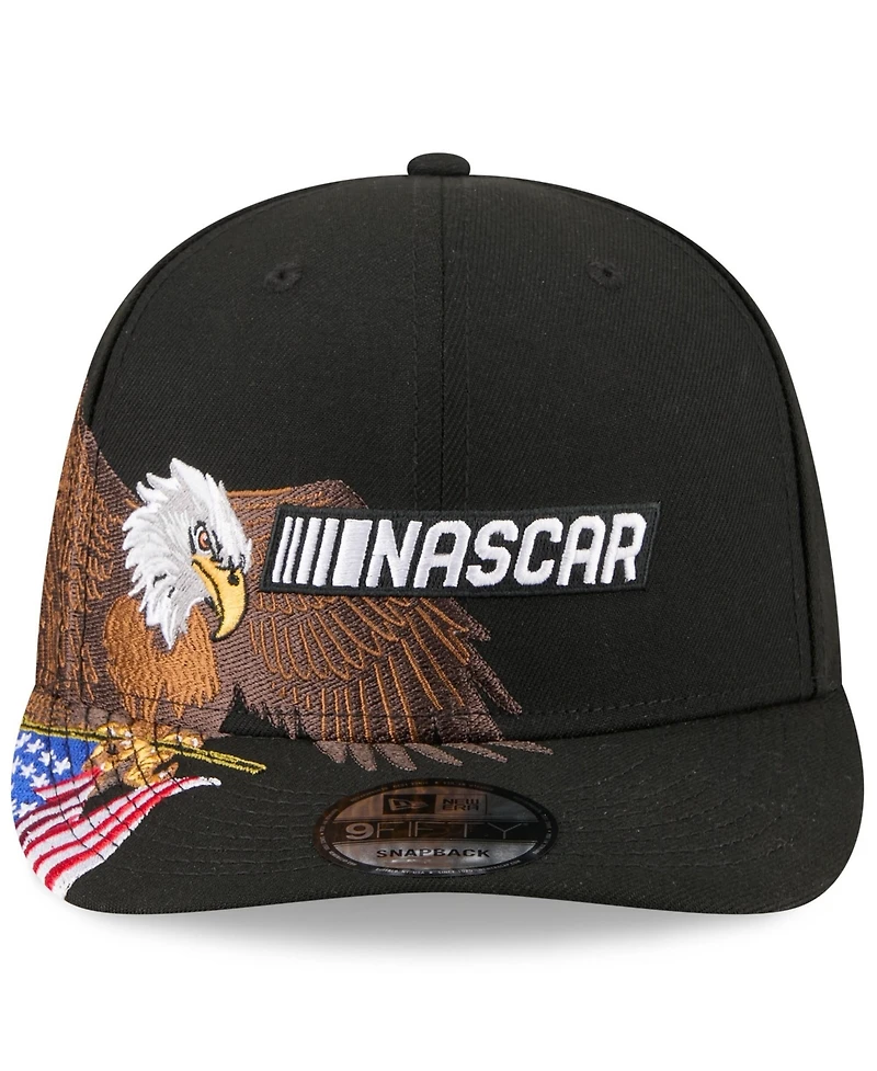 New Era Men's Black Nascar Patriotic Eagle Flag A-Frame 9FIFTY Snapback Hat
